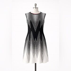 NWT Vince Camuto - Black White Chevron Sleeveless Dress - Size 8